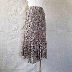 Vintage lace sparkle asymmetrical bronze skirt size small